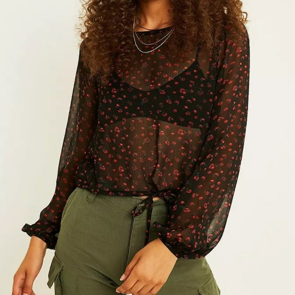 Urban Outfitters Sheer Floral Blouse